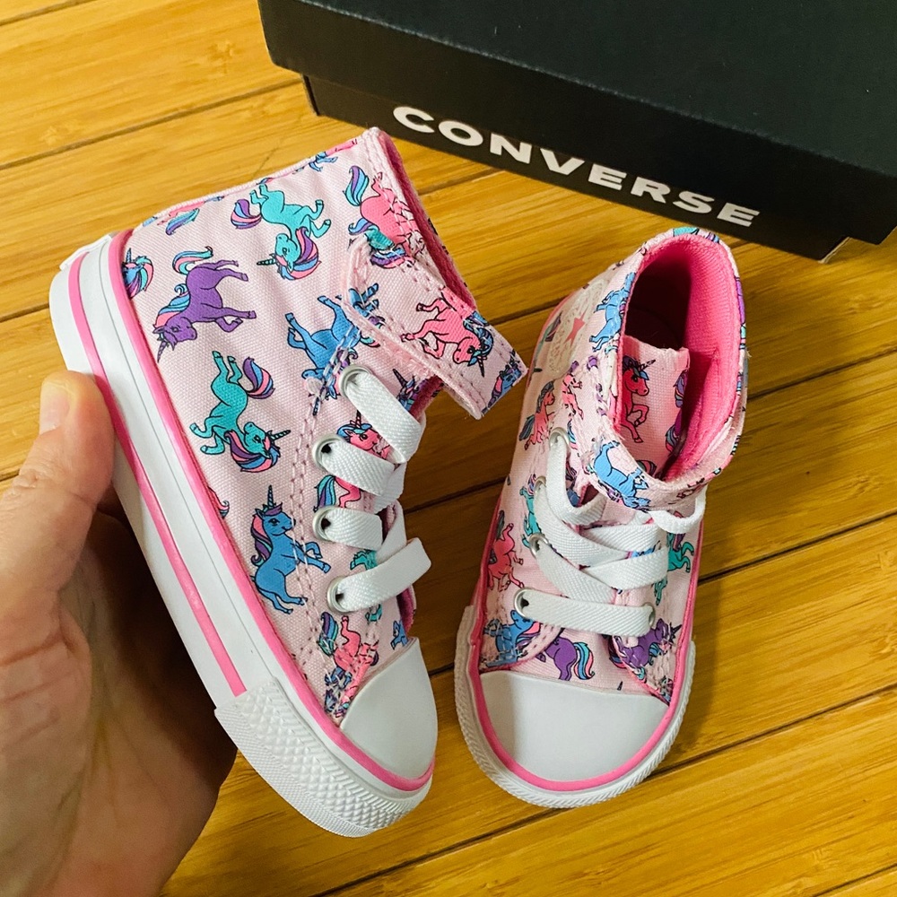 CONVERSE Girls Unicorns Hi Top Sneakers Pink NWT